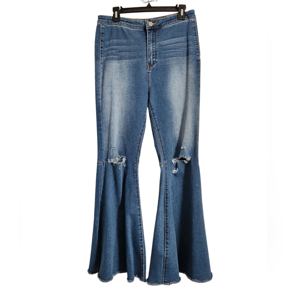 Chelsea & Violet Blue Flare Wide Leg Jeans